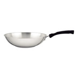 Panela Wok Frigideira Funda Grande Inox Cooktop Indução 28cm