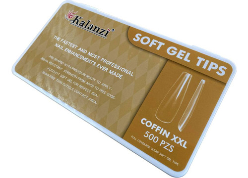 Tips Soft Gel Tranparebtes Coffin Xxl Con 500 Pzs Kalanzi