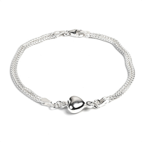 Pulsera Dije Corazon Mujer Plata Italiana 925  Sellada