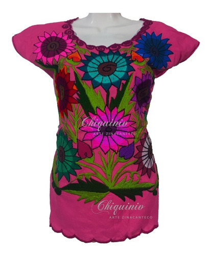 Blusa Artesanal Bordada Flores De Zinacantan Chiapas 