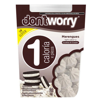 Merengues Light Dont Worry Cookies Cream Chocolate 47g Sin Gluten Sin Azúcar Snack Saludable Bajo Calorías Postre Dulces Alimentos Dieta Keto | MercadoLibre