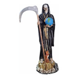 Santa Muerte Grande 70 Cm Con Búho Y Base De Riqueza Resina 