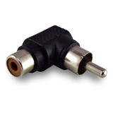 Plug Adaptador Rca Preto Macho X  Rca Fêmea 90 Graus