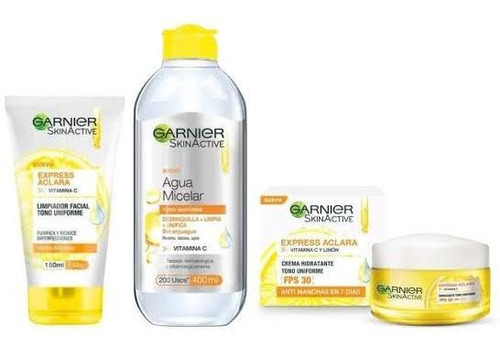 Kit Skin Active Garnier: Gel, Crema, Agua Micelar.
