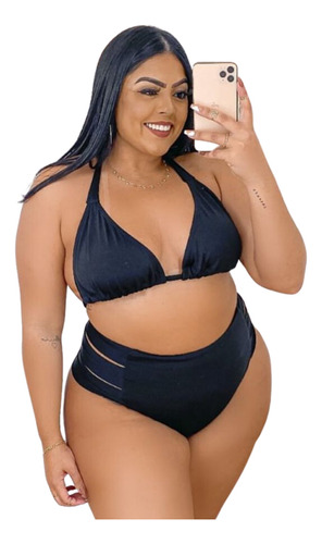 Biquíni Plus Size Cintura Alta Hot Pant Cortininha Prêmium