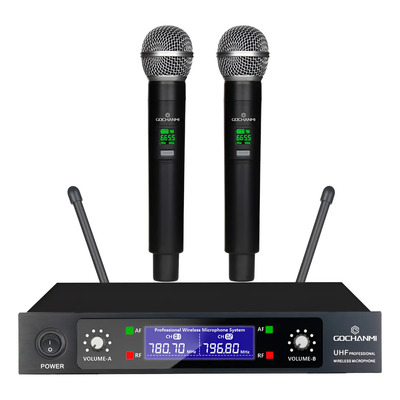 Microfono Gochanmi Tk100 Inalambrico Uhf 2canales Mano Metal Color Negro | Meses sin interés