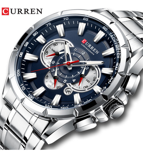 Reloj Con Esfera Azul Plateada Curren 8363 Para Hombre Hombr