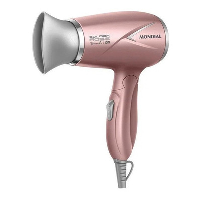 Secador De Cabelo Mondial Dobrável Travel Gold Rose Bivolt Cor Golden Rose/preto 110v/220v