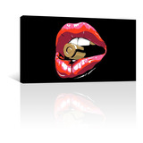 Cuadro Decorativo Ilustraciones Canvas Labios Rojos Con Bala