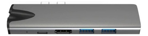 Hub Adaptador 7 Em 1 Usb-c 3.1 Hdmi 4k Ethernet Rj45 Macbook Cor Cinza-escuro