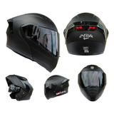 Casco Para Motociclista Kov Estelar Negro Mate Con Luz Dm Mt