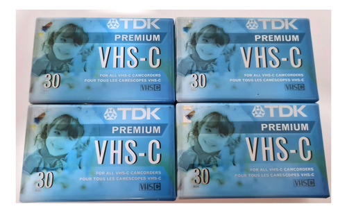4 Unidades De Fitas Video Cassete Vhs-c Premiun 30 Min Tdk