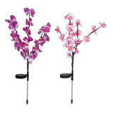 Set De 2 Piezas De Led De Energía Solar Orquídea Flor Luz Ár