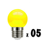 Kit 05 Lâmpada Bolinha Led Colorida 1,5w 127v E27 Amarela