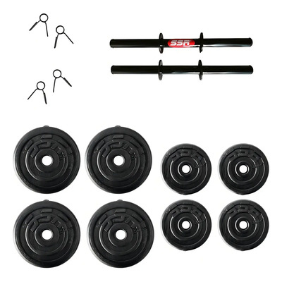 Set De Mancuernas Ajustables De 28 Kg Discos Intercambiables Color Negro | Envío gratis