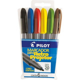 Caneta Retroprojetor 2.0mm Marcador C/6 Cores Pilot - Bliste