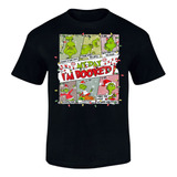 Camiseta Manga Corta Grinch Horario Series Black Navidad