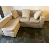 Sofa Tres Cuerpos Banqueta Movil Chenille Virginia