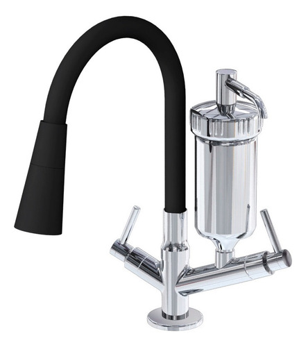Torneira Cozinha Filtro Gourmet Bica Preta Silicone Mesa Lux
