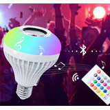 Lampada Luz 10w Led Rgb Bluetooth Música Caixa Som Festa 