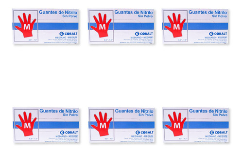 Guantes 100% Nitrilo Libre De Látex S/polvo 6 Cajas/600 Pzas