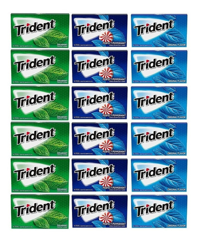 Trident Sin Azúcar Chicle Variado Menta 18 Paquetes 252 Pzs