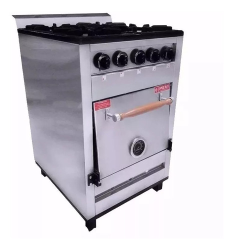 Cocina Industrial Pevi 4 Hornallas 55 Cm Ac Inox Hor Pizzero