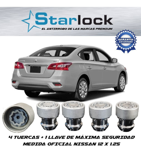 Tuercas De Seguridad Starlock Nissan Sentra 2017 12x1.25