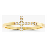 Anel De Noivado Ouro 18k Cruz Diamantes Luxo