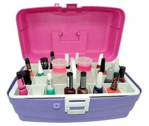 Caixa Da Manicure Porta Esmaltes/espatulas Maquiagem Rosa Hi