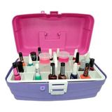 Caixa Da Manicure Porta Esmaltes/espatulas Maquiagem Rosa Hi