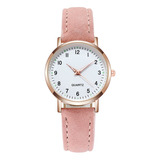 Reloj Luminoso De Cuero Nobuck Reloj Casual Reloj De Cuarzo Color Del Fondo Rosa