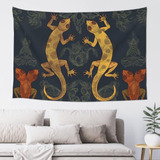 Adanti Gecko Lizards Print Tapestry Decorative Wall Soft Wi.