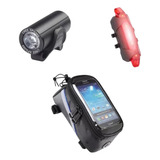 Combo Accesorios Bicicleta Bolso Porta Celular Y Luces