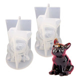 2pcs Francés Bulldog Molde Jabón Molde Silicona Para Velas