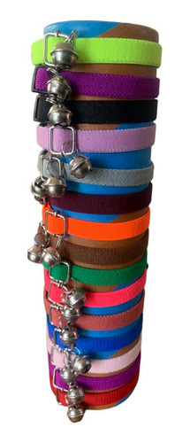 15 Collar Para Gato Elástico De Colores Lisos