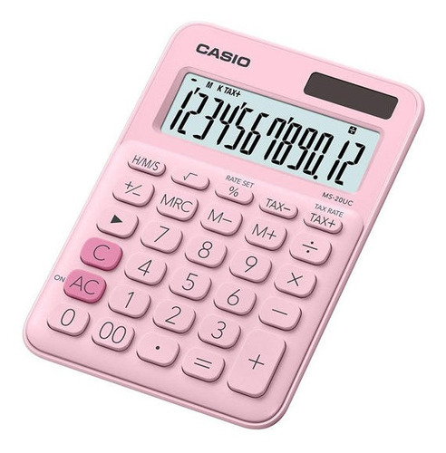 Calculadora Casio Ms-20uc-pk-s-ec Color Rosa 12 Digitos 1pz