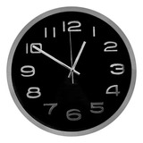 Reloj De Pared Analogico Moderno Deco Minimalista Estructura Plateado Fondo Negro
