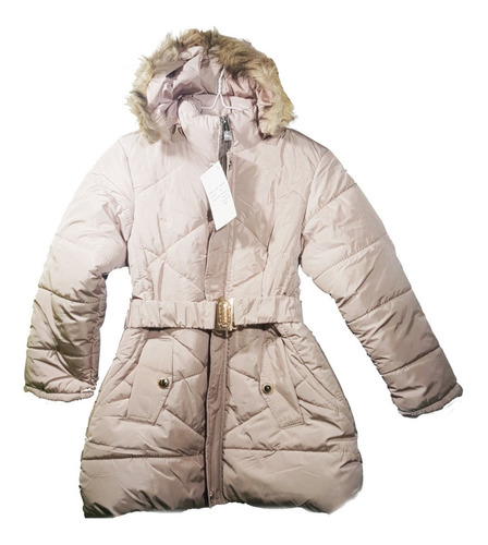 Campera Parka De Nena Con Capucha Piel Cinto Importada