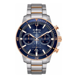 Bulova Marine Star Con Cronógrafo Para Hombre 98b301 Color De La Correa Plateado Color Del Bisel Azul Color Del Fondo Azul