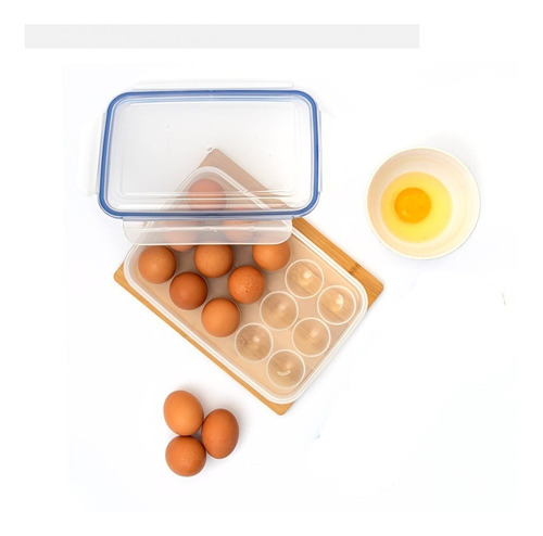 Canasta Porta Huevos Organizador X15 Con Tapa Cocina Nevera