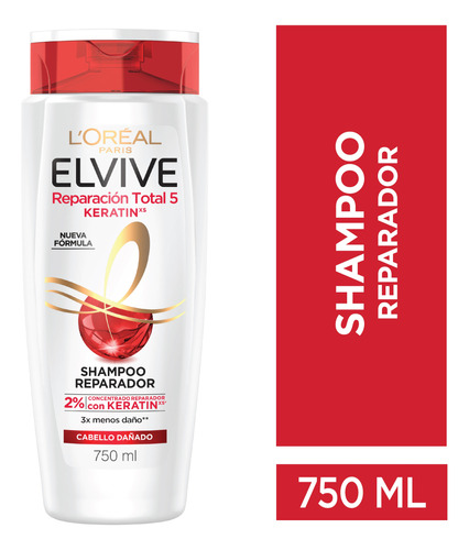 Shampoo Elvive L'oréal Reparación Total 5 Keratin 750ml