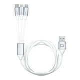 Cable 3 En 1 Micro-usb/c/compatible iPhone /1.2m/resistent Color Blanco