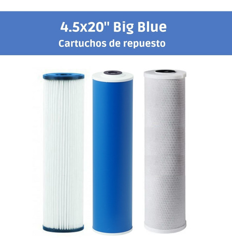 3 Cartuchos Repuesto Filtros Agua Tren Triple 4.5x20 Bigblue