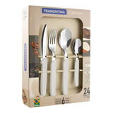 Juego Set 24 Cubiertos Tramontina Carmel Gris Claro Samihome