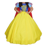 Vestido Princesa Branca De Neve Infantil Longo Armado E Capa