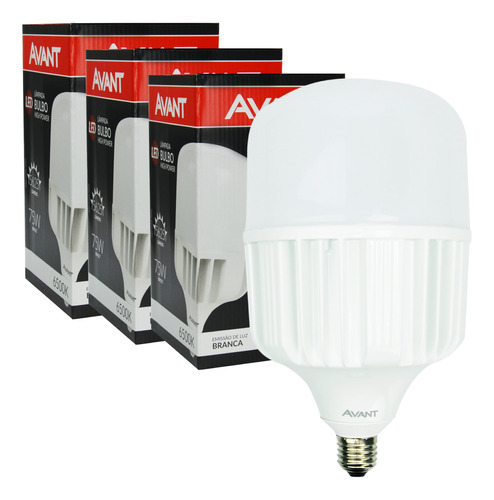 Kit3 Lâmpada Led Bulbo 75w Luz Branco Frio Galpão Industrial