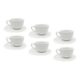 Set X6 Tazas De Porcelana Blanca Con Platito 220cc Tkh      