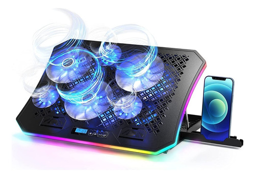 Suporte Notebook Gamer Rgb Ergonomico 6 Fans Coller Celular