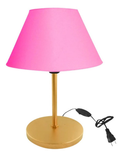 Luminária Abajur Infantil De Mesa Criado Quarto Com Cúpula Cor Da Cúpula Rosa Cor Da Estrutura Dourado